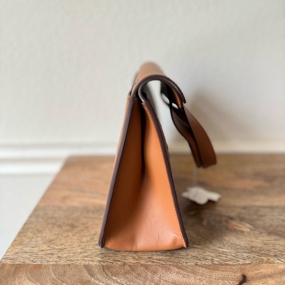 Gold Brown Verso 25 Foldover Convertible Crossbody Bag Halzan Saddle S10 - Picture 6 of 16